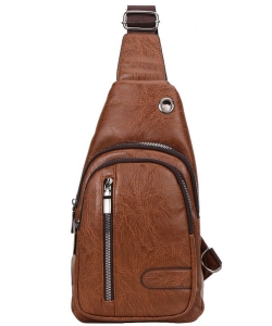 Fashion Faux Leather Sling bag K-8170 BROWN